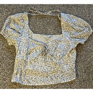 Women's American Eagle Floral Print Short Sleeve Crop Top, Large